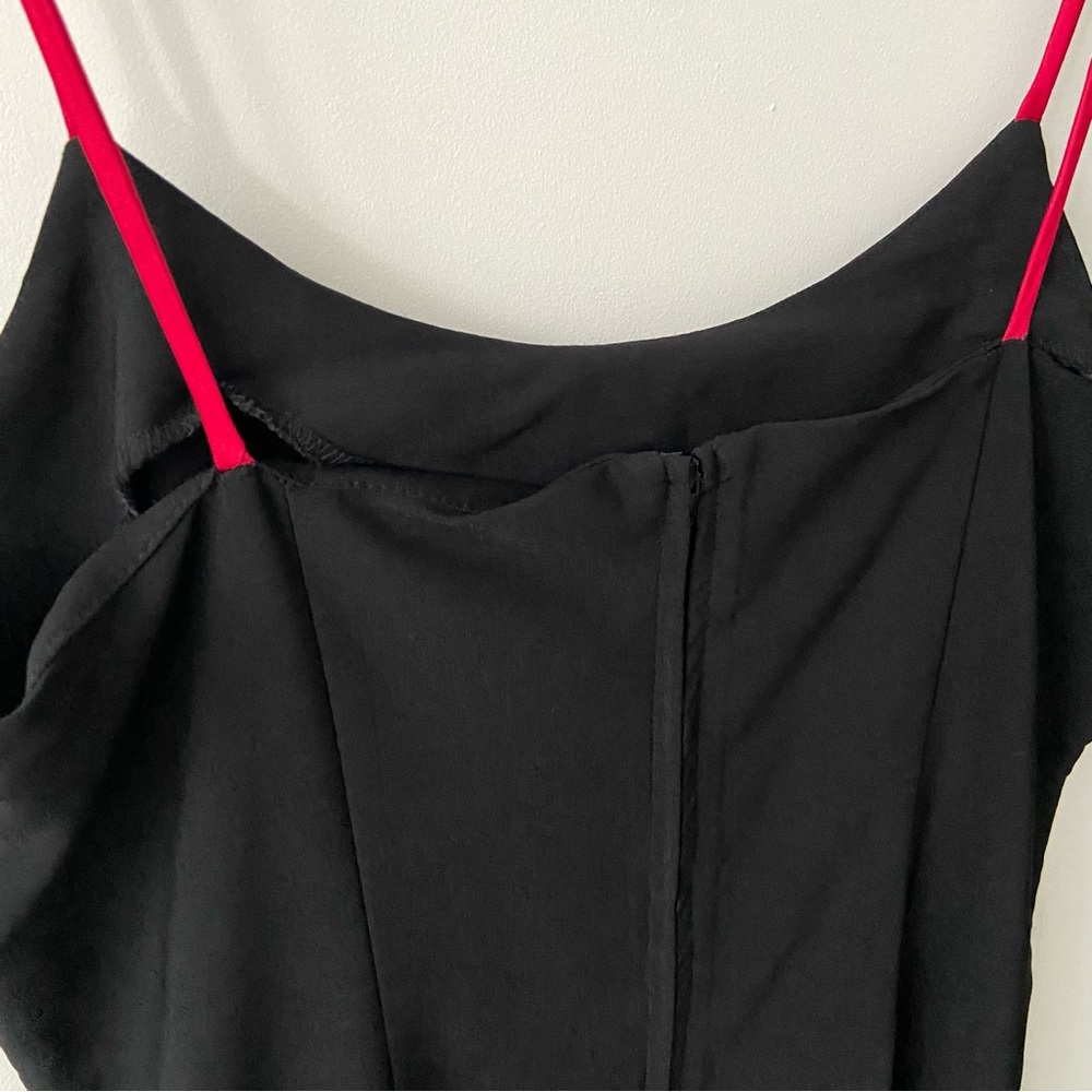 Vintage 90s Y2K Goth Grunge Black Mini Dress with Red Satin Bow - Picture 5 of 12